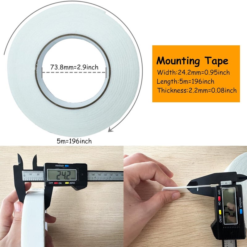 SmaringRobot Double Sided Foam Tape, Strong Adhesion Mounting Tapes (L196IN * W0.94IN * 4 Rolls), White, Heavy Duty Sticky Strips for Wall Art, Office Decor, Posters/Picture Hanging, Packaging, Bonding - Image 2